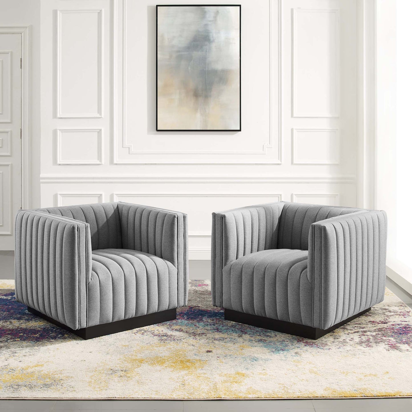 Conjure Upholstered Fabric Tufted Armchair Set of 2