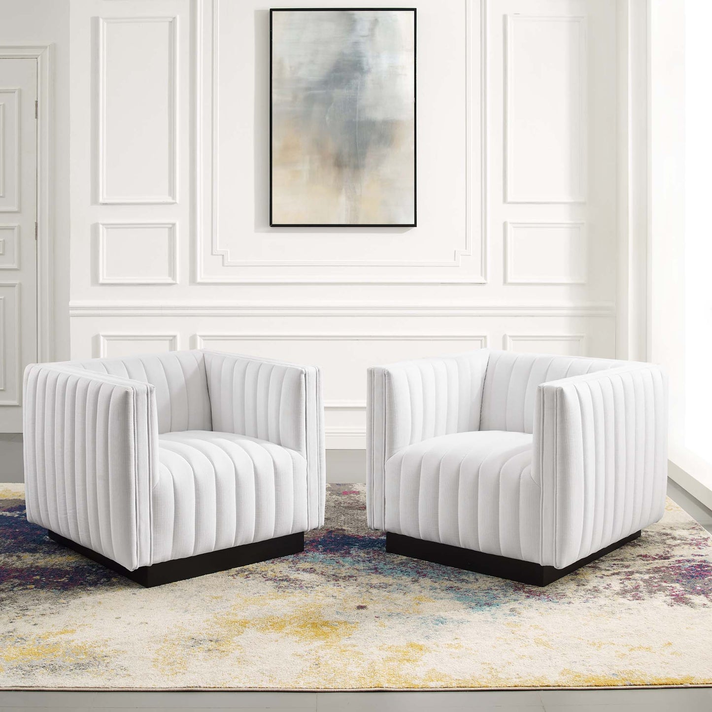 Conjure Upholstered Fabric Tufted Armchair Set of 2