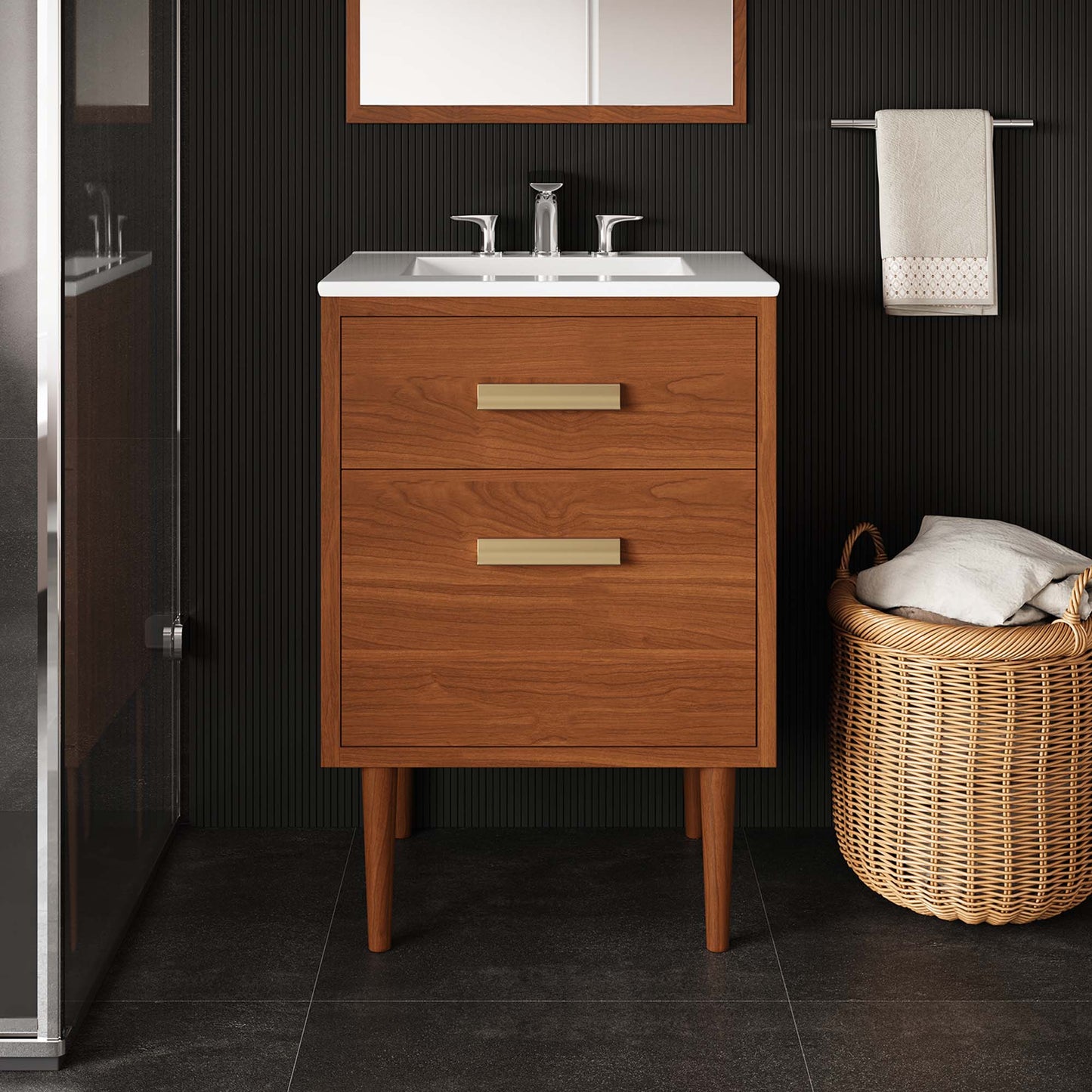 Cassia 24" Teak Wood Bathroom Vanity Cabinet (Sink Basin Not Included)