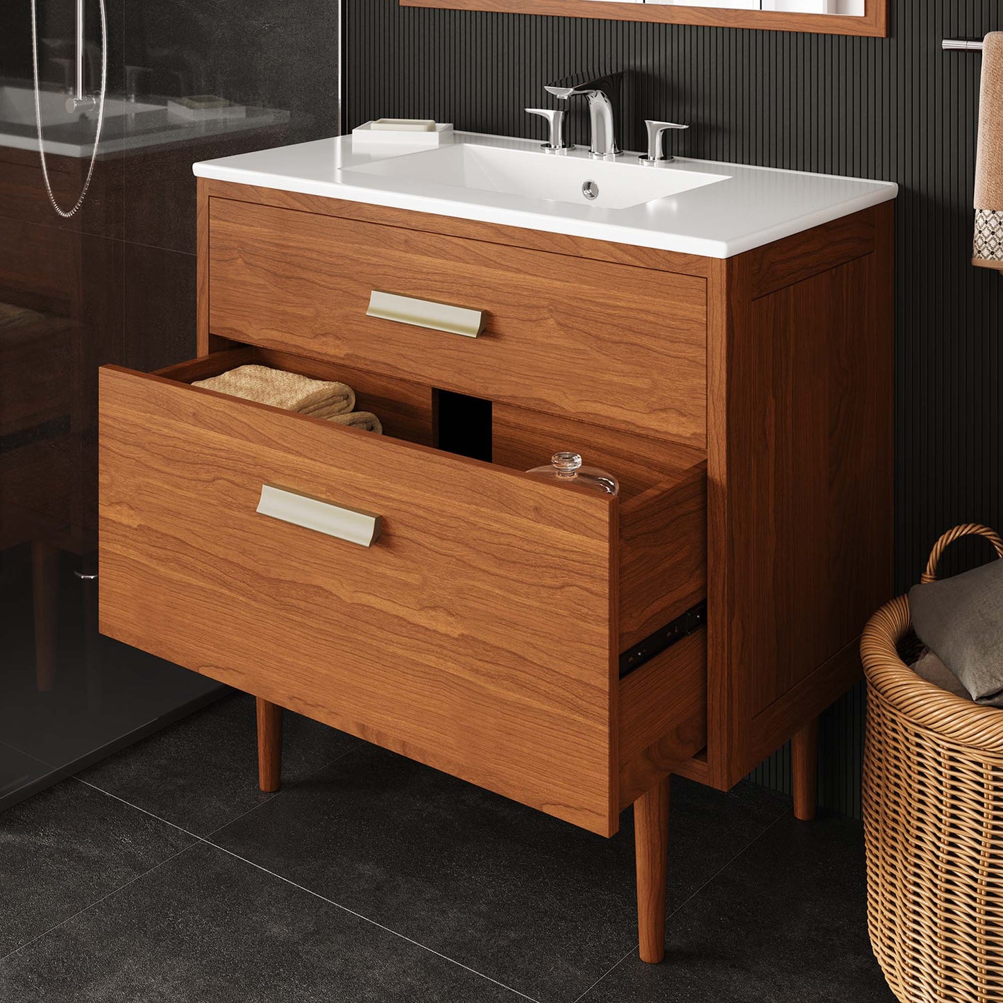 Cassia 36" Teak Wood Bathroom Vanity Cabinet (Sink Basin Not Included)