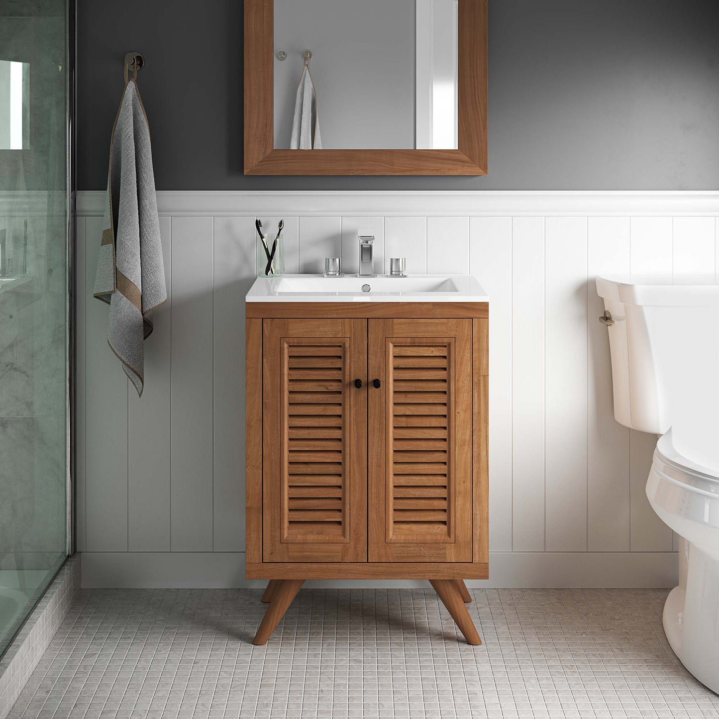 Birdie 24" Teak Wood Bathroom Vanity Cabinet (Sink Basin Not Included)