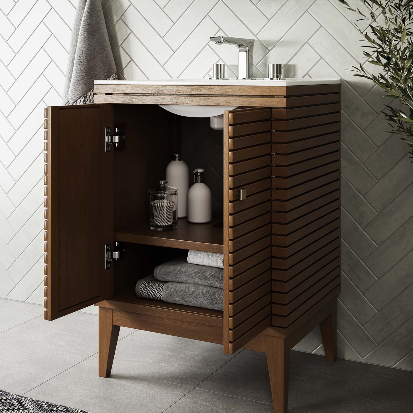 Ledger 24" Wood Bathroom Vanity Cabinet (Sink Basin Not Included)