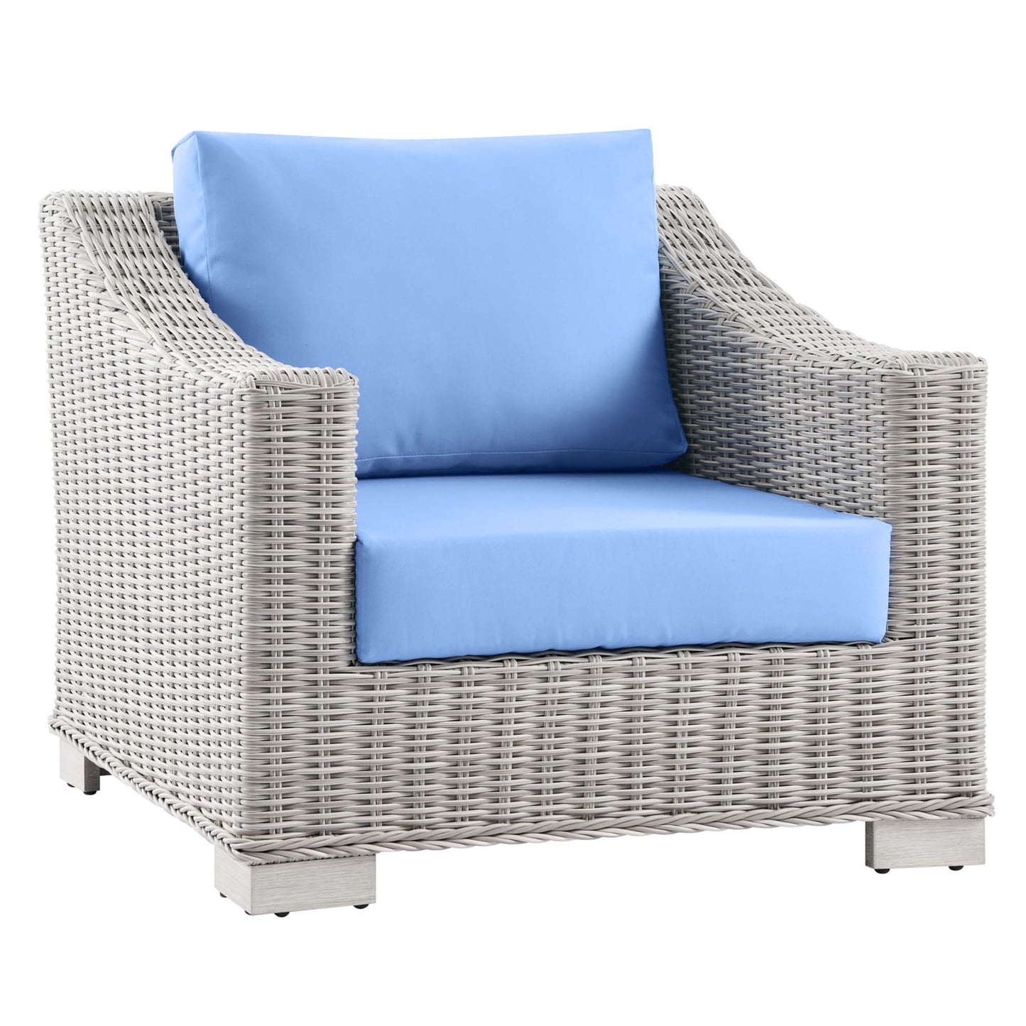 Conway 2-Piece Outdoor Patio Wicker Rattan Armchair and Ottoman Set