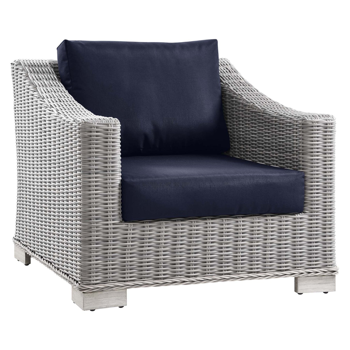 Conway 2-Piece Outdoor Patio Wicker Rattan Armchair and Ottoman Set