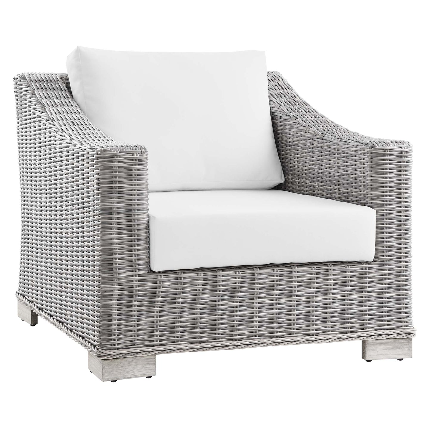 Conway 2-Piece Outdoor Patio Wicker Rattan Armchair and Ottoman Set