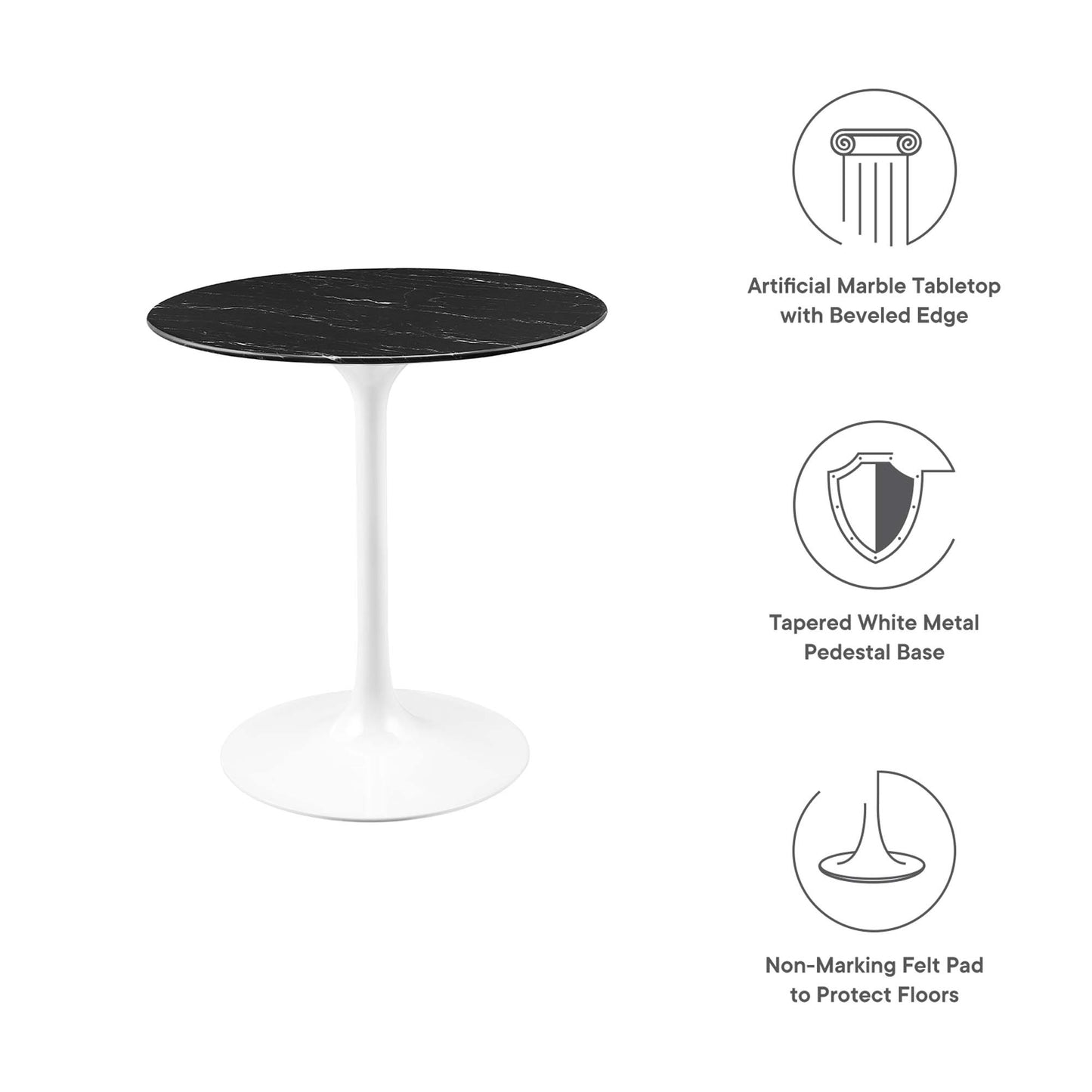 Table à manger ronde en marbre artificiel Lippa 28" par Modway