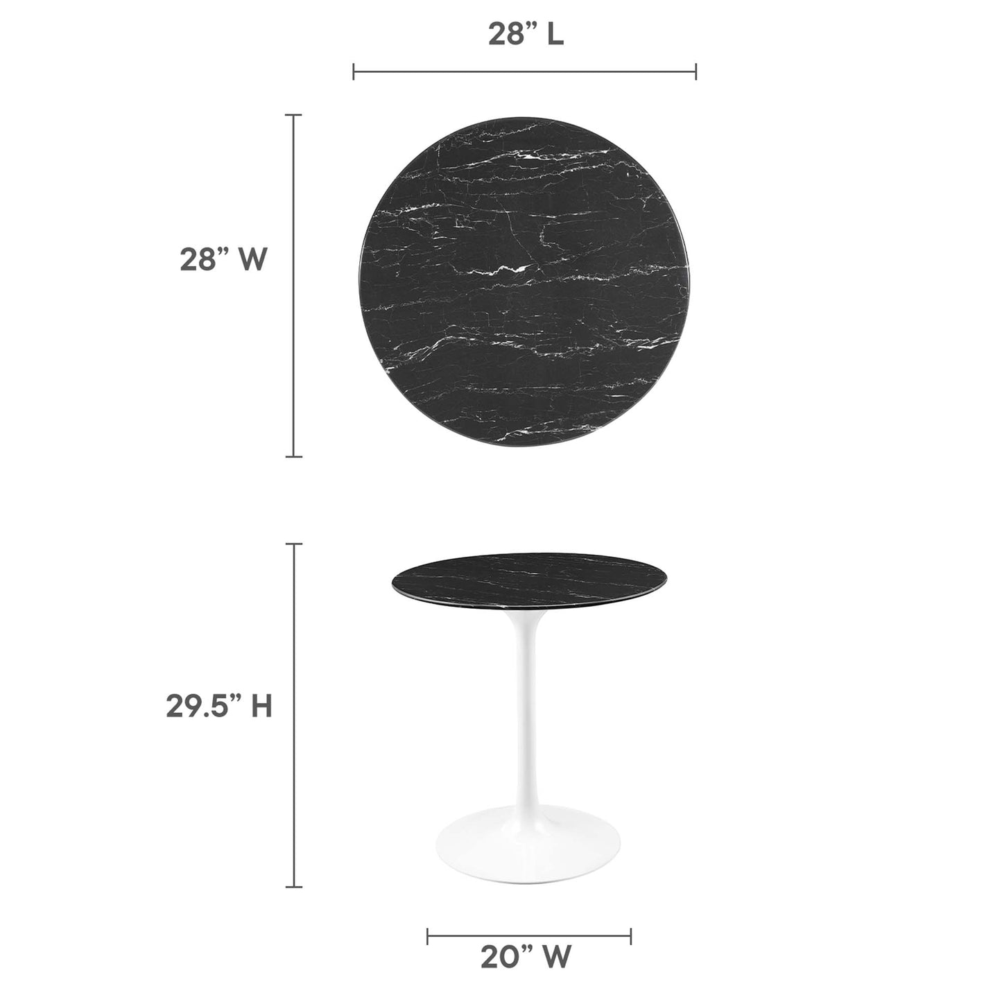 Table à manger ronde en marbre artificiel Lippa 28" par Modway