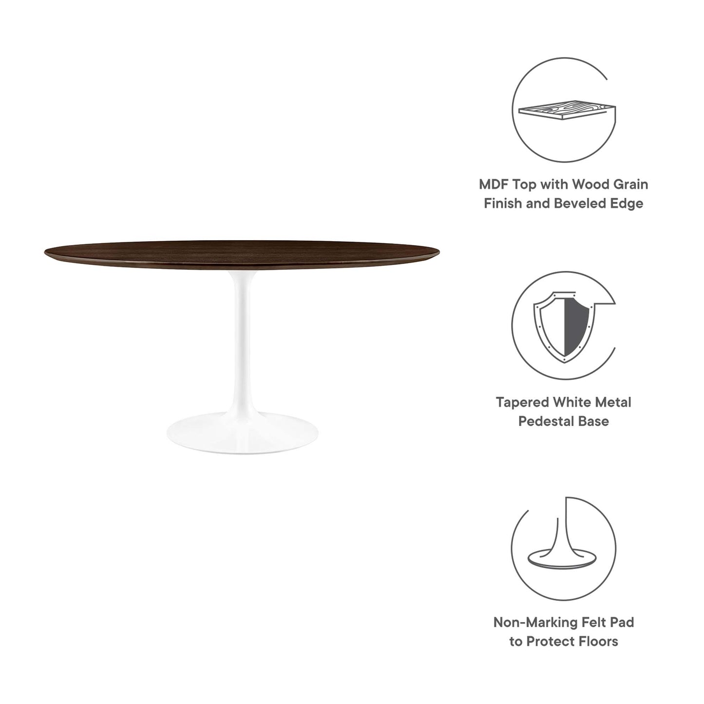 Lippa 60" Round Wood Grain Dining Table