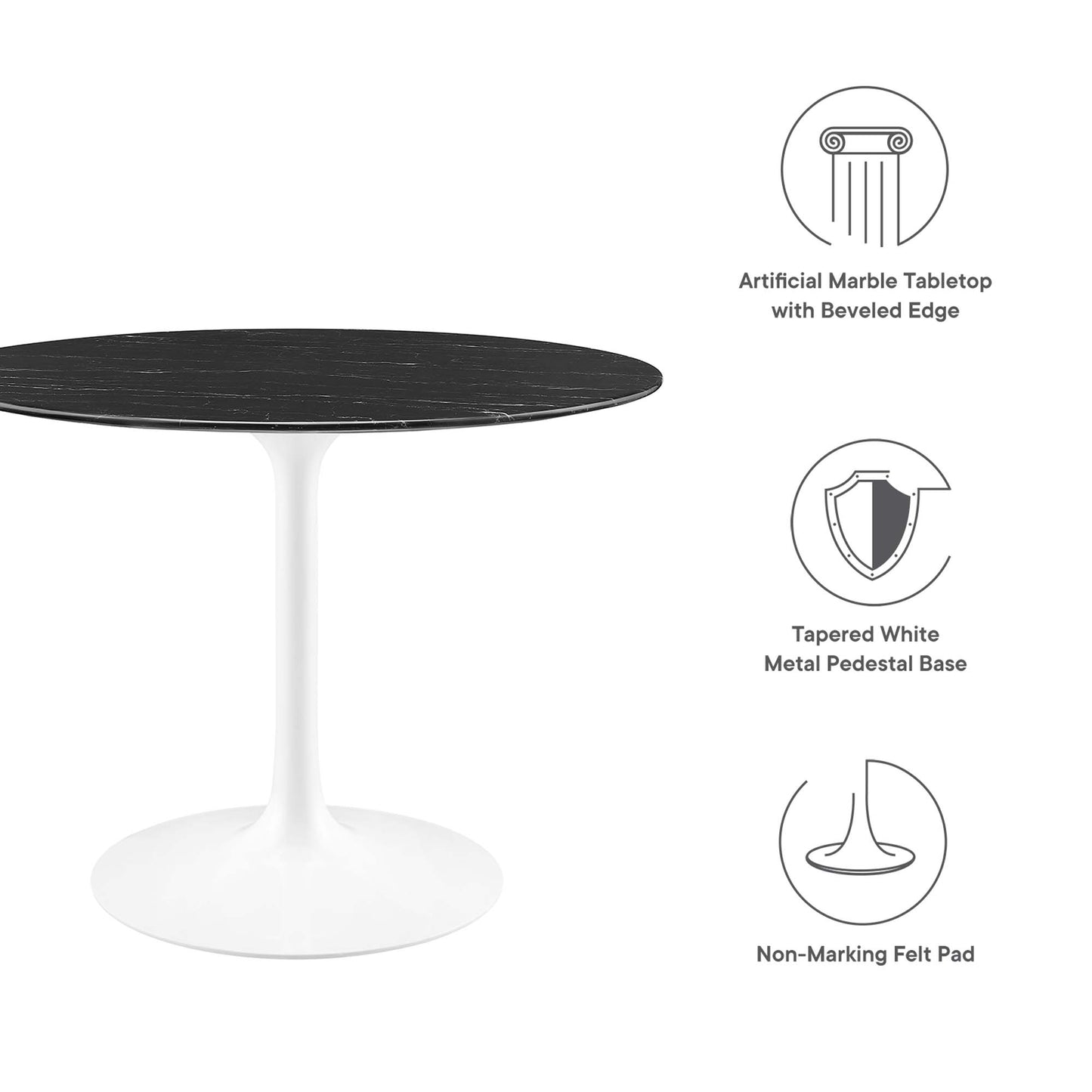 Lippa 40" Round Artificial Marble Dining Table