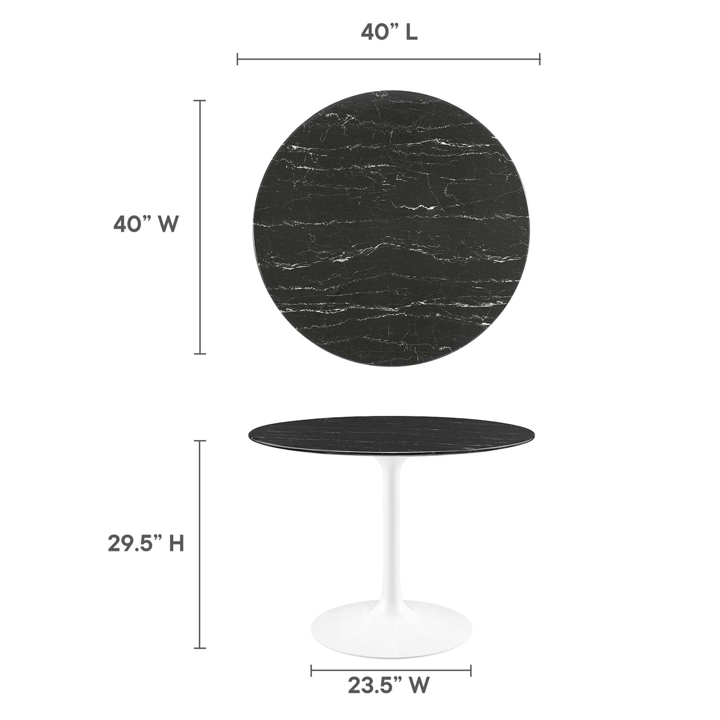 Lippa 40" Round Artificial Marble Dining Table