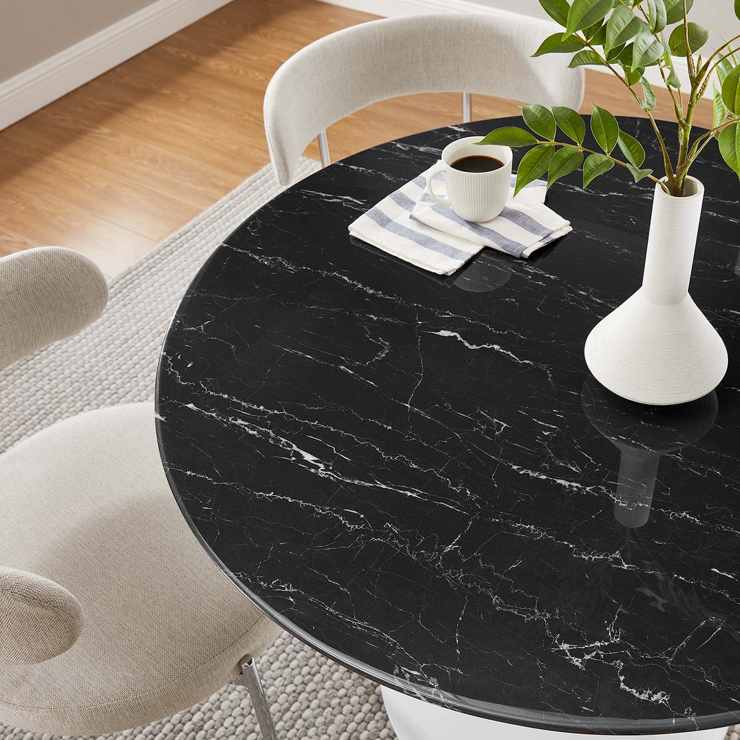 Lippa 40" Round Artificial Marble Dining Table