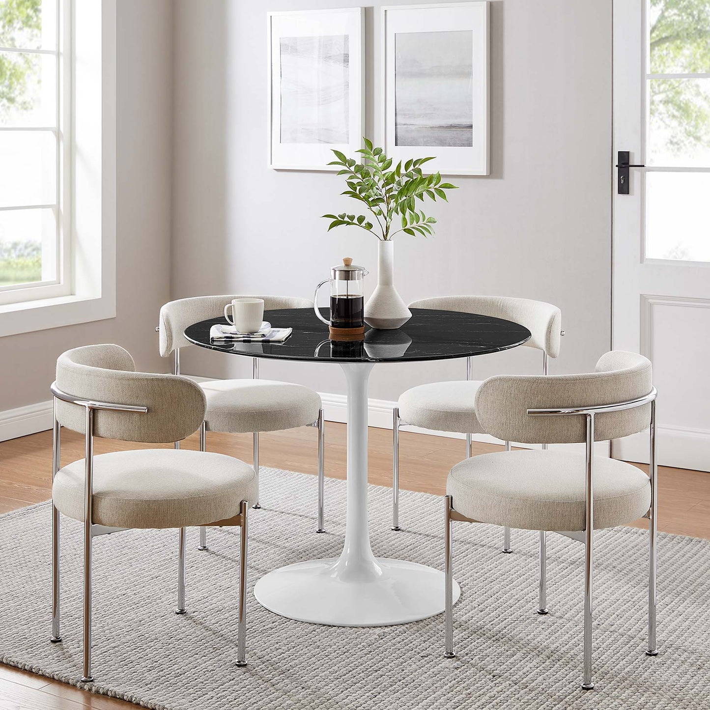 Lippa 40" Round Artificial Marble Dining Table