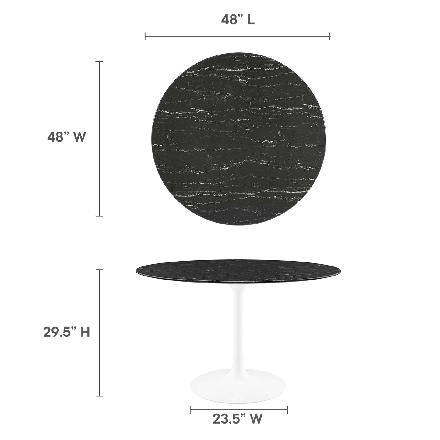 Lippa 48" Round Artificial Marble Dining Table