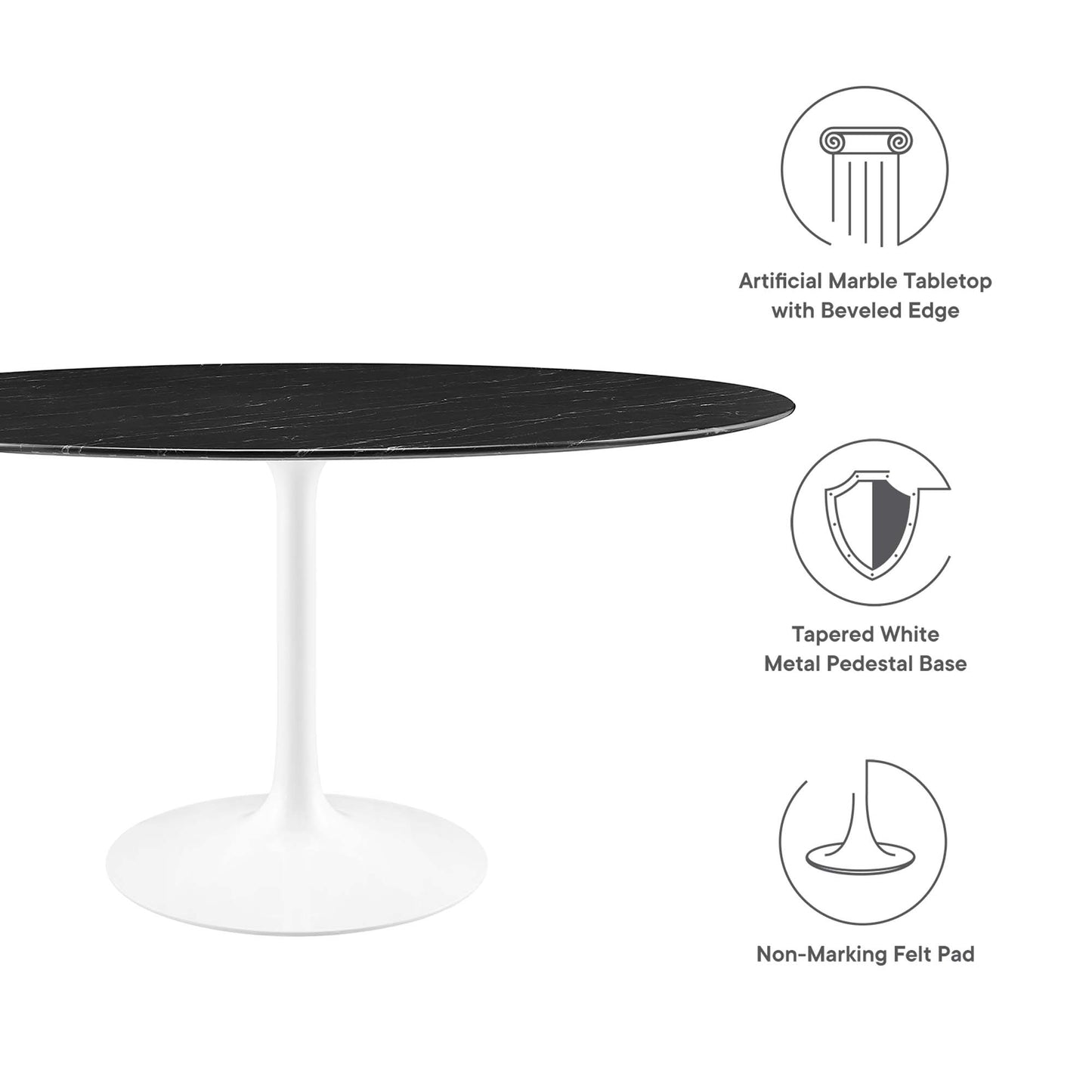 Lippa 60" Round Artificial Marble Dining Table