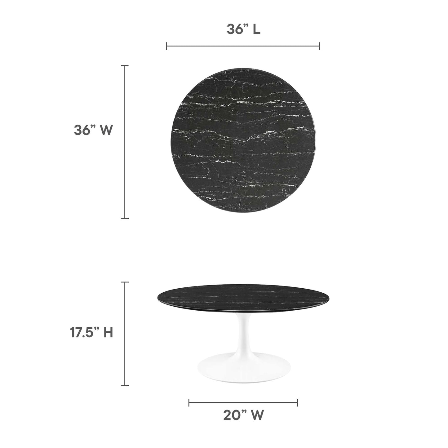 Lippa 36" Round Artificial Marble Coffee Table