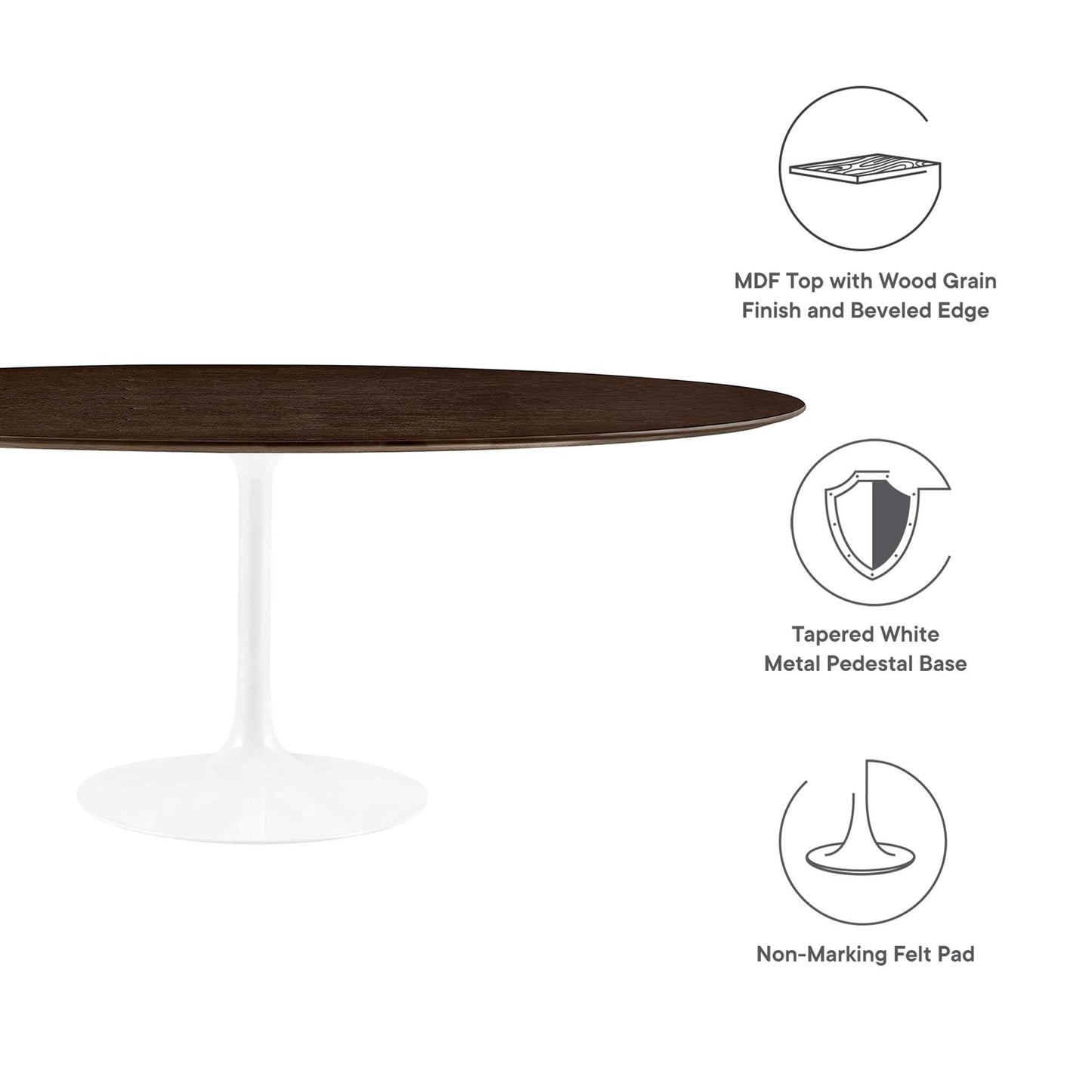 Lippa 78" Oval Wood Grain Dining Table