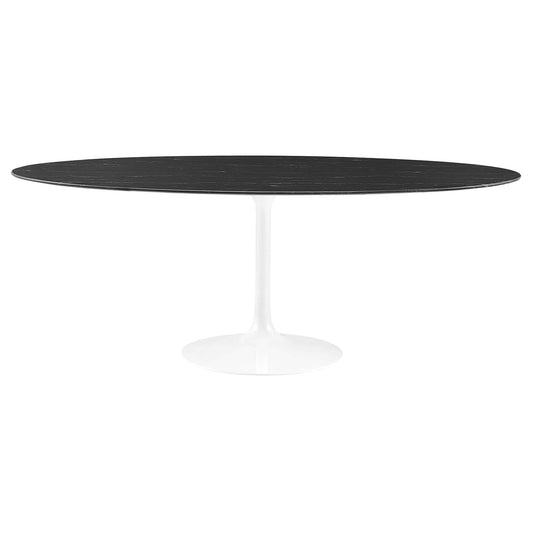 Lippa 78" Oval Artificial Marble Dining Table