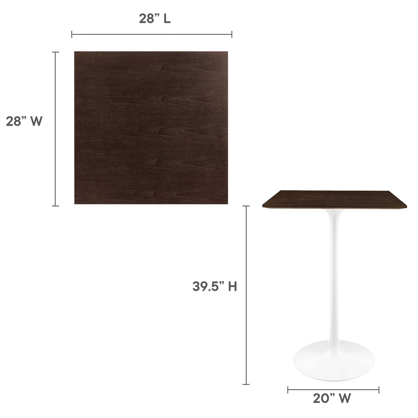 Lippa 28" Square Wood Grain Bar Table