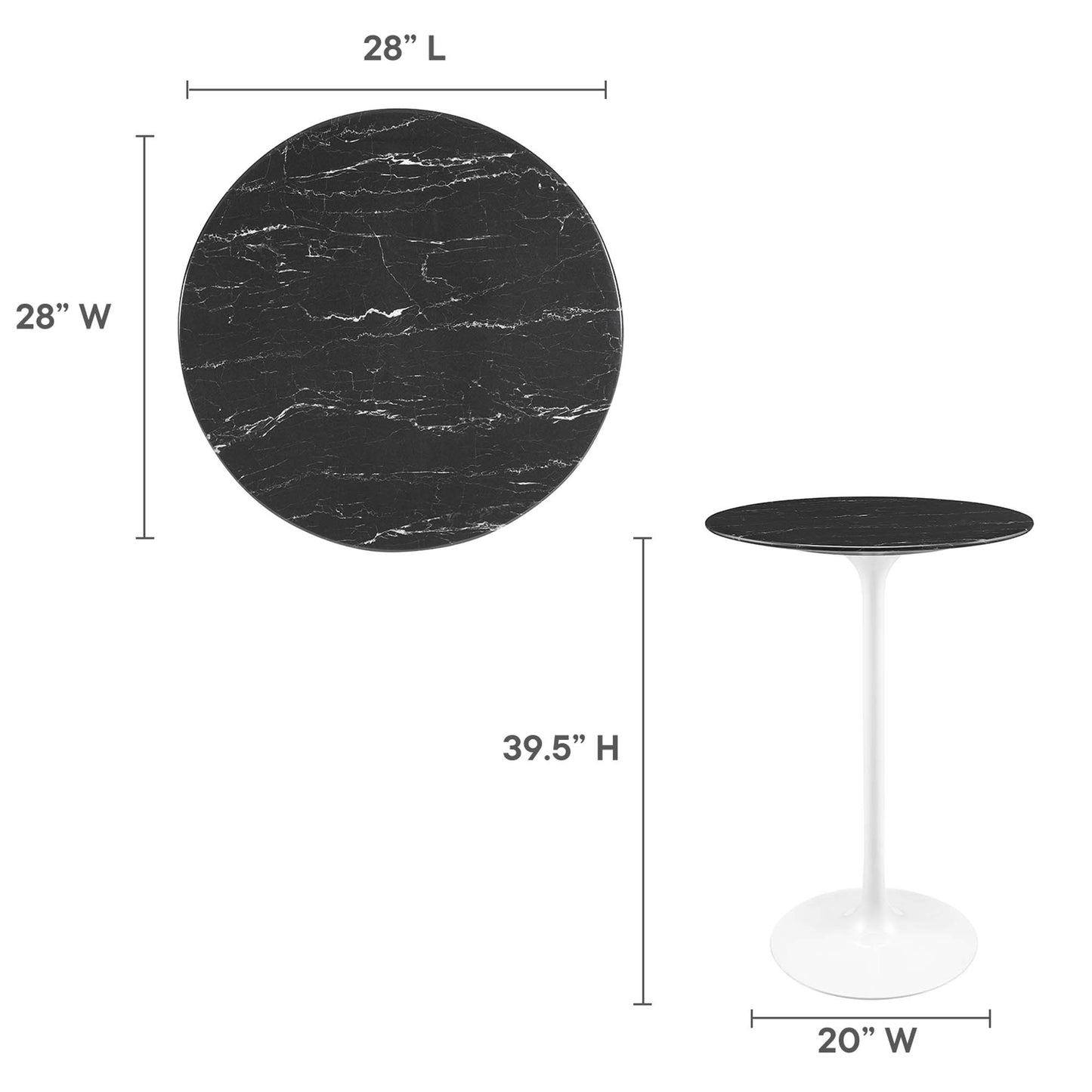 Mesa de bar redonda de mármol artificial Lippa de 28" de Modway