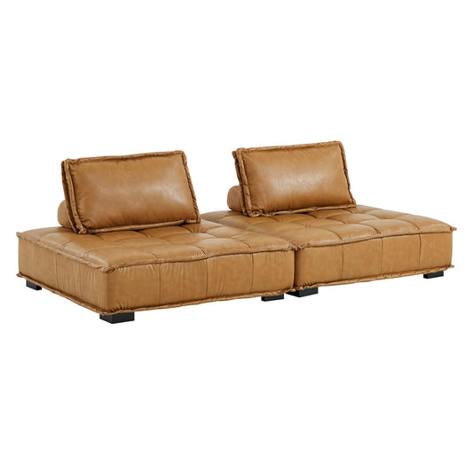 Saunter 2-Piece Tufted Vegan Leather Vegan Leather Loveseat