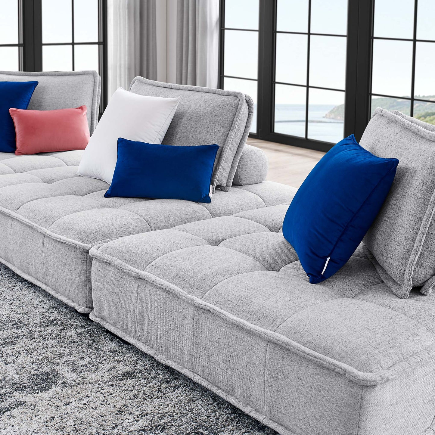 Saunter 3-Piece Tufted Fabric Fabric Sofa