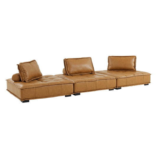 Saunter 3-Piece Tufted Vegan Leather Vegan Leather Sofa