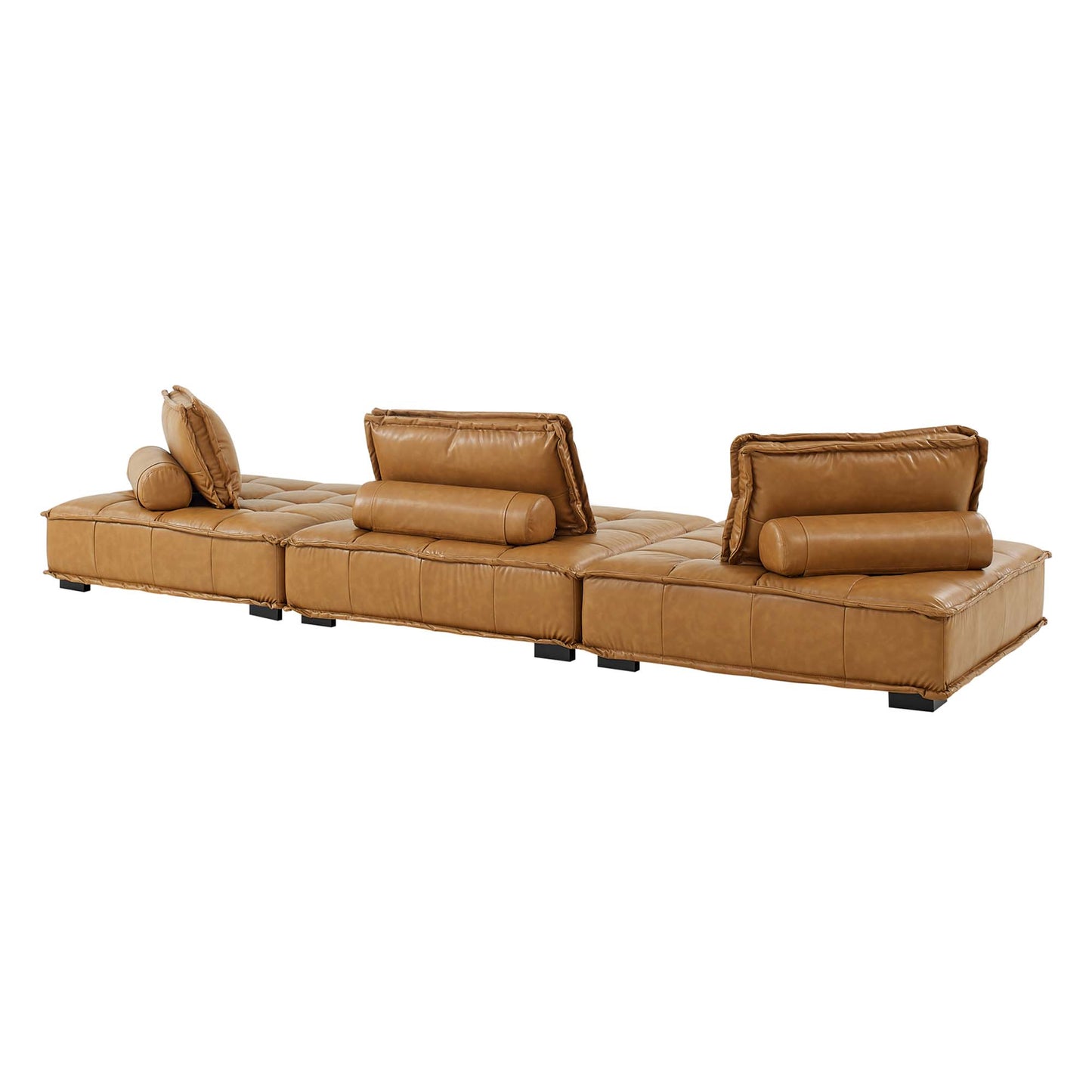 Saunter 3-Piece Tufted Vegan Leather Vegan Leather Sofa