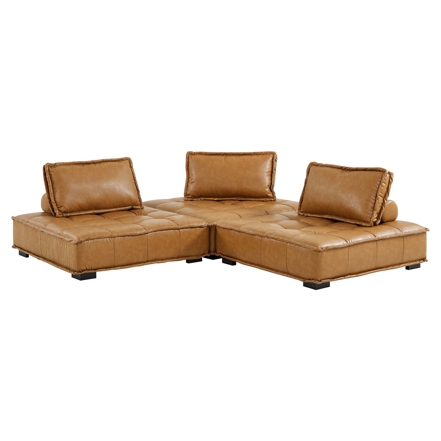 Saunter 3-Piece Tufted Vegan Leather Vegan Leather Sofa