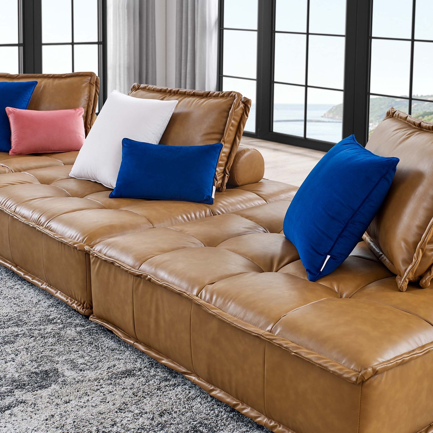 Saunter 3-Piece Tufted Vegan Leather Vegan Leather Sofa