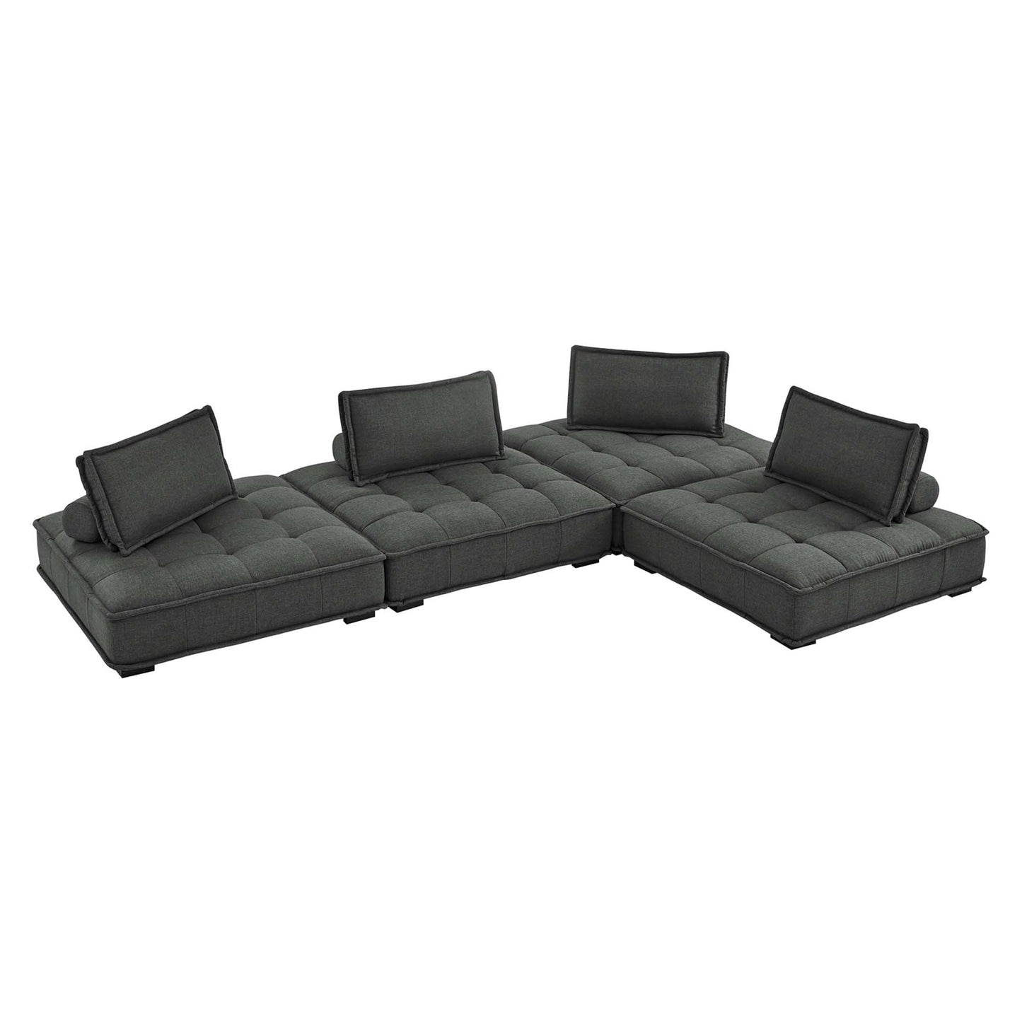 Saunter 4-Piece Tufted Fabric Fabric Sectional Sofa