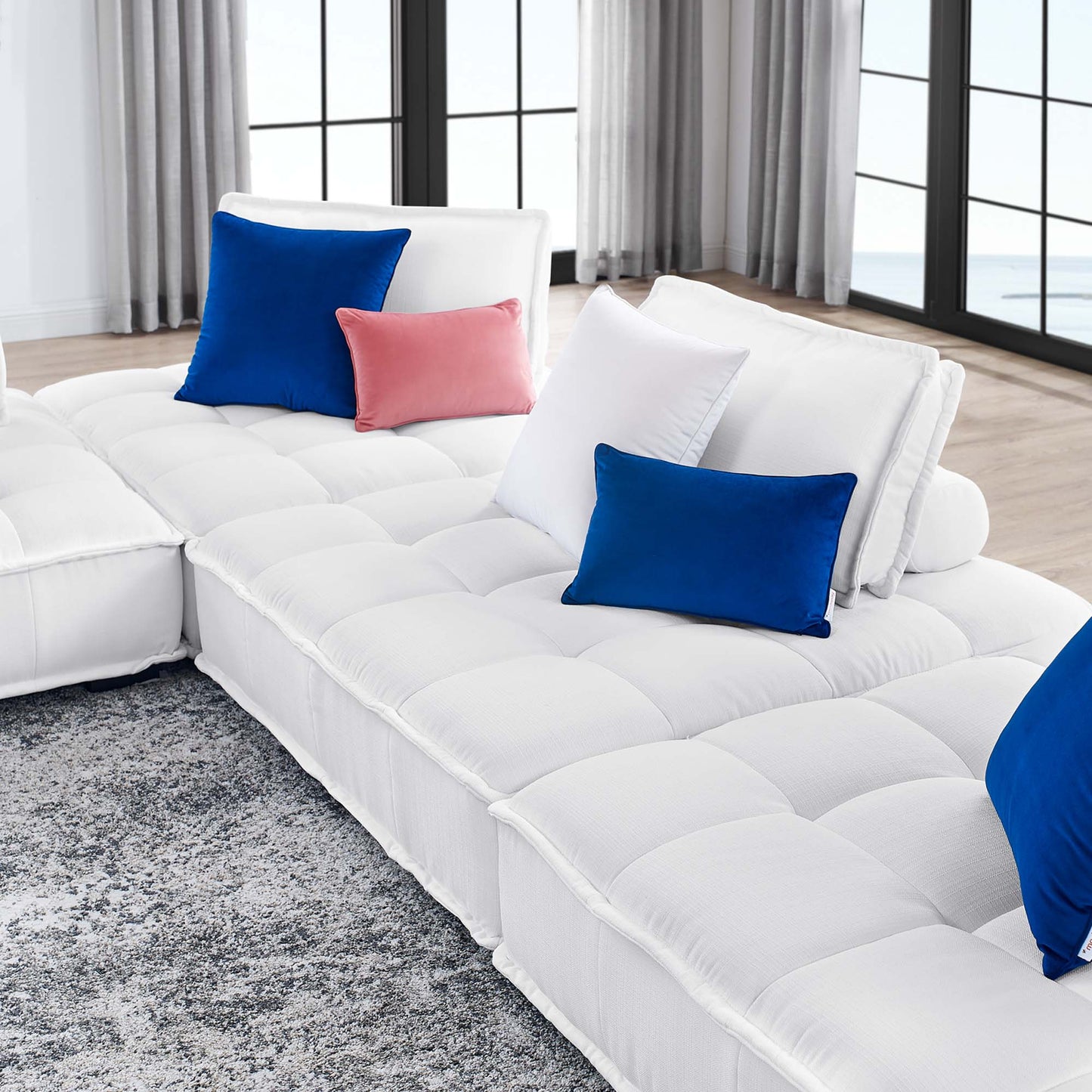 Saunter 4-Piece Tufted Fabric Fabric Sectional Sofa