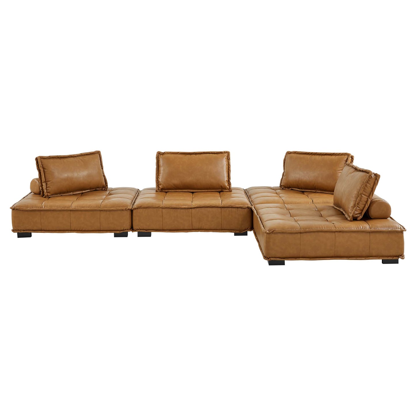 Saunter 4-Piece Tufted Vegan Leather Vegan Leather Sectional Sofa