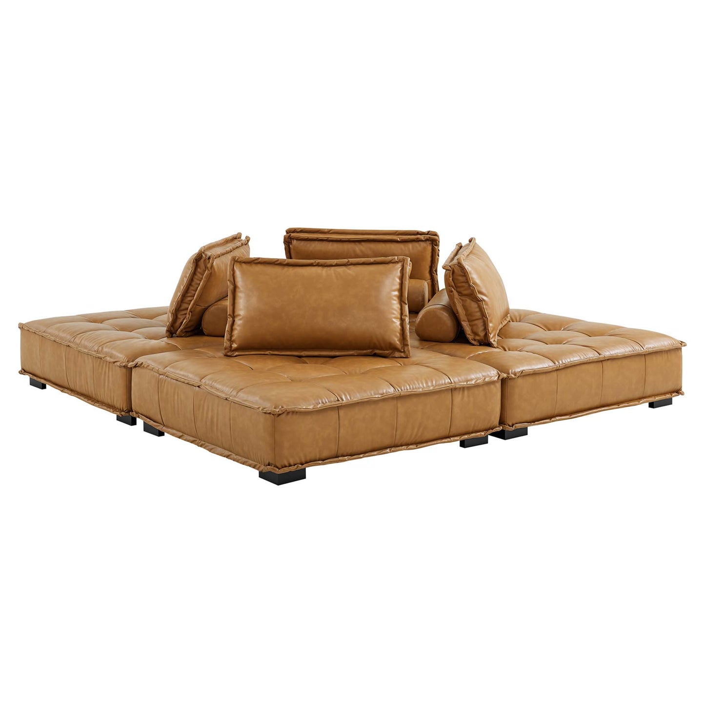 Saunter 4-Piece Tufted Vegan Leather Vegan Leather Sectional Sofa