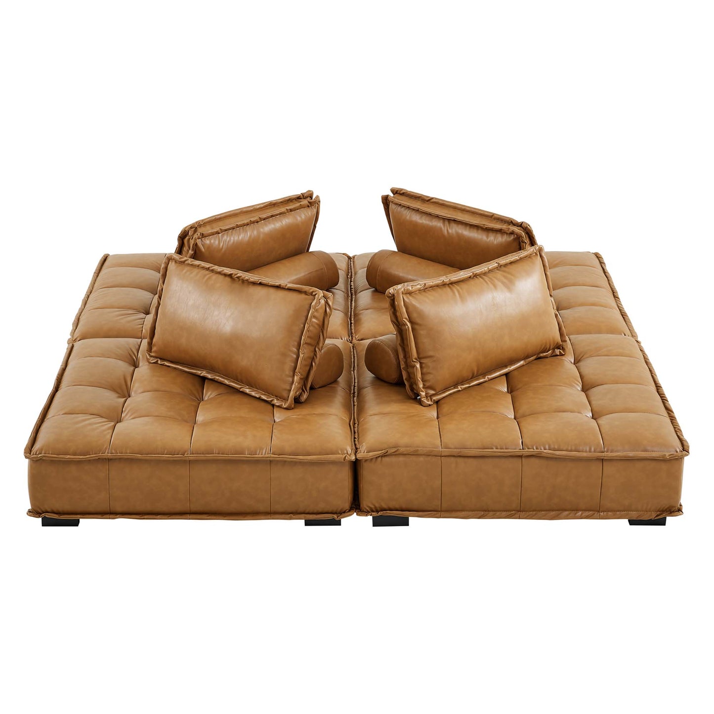 Saunter 4-Piece Tufted Vegan Leather Vegan Leather Sectional Sofa