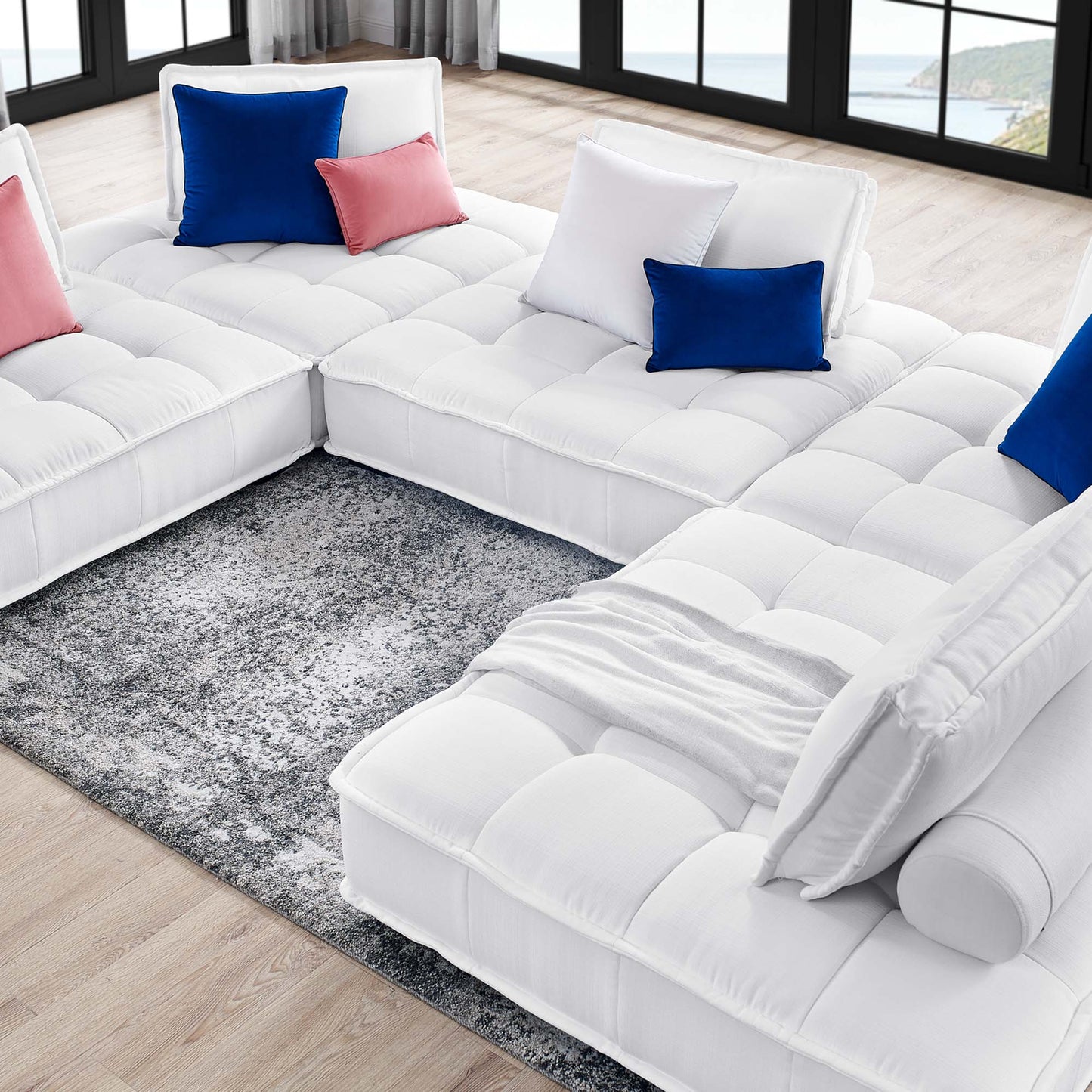 Saunter 5-Piece Tufted Fabric Fabric Sectional Sofa