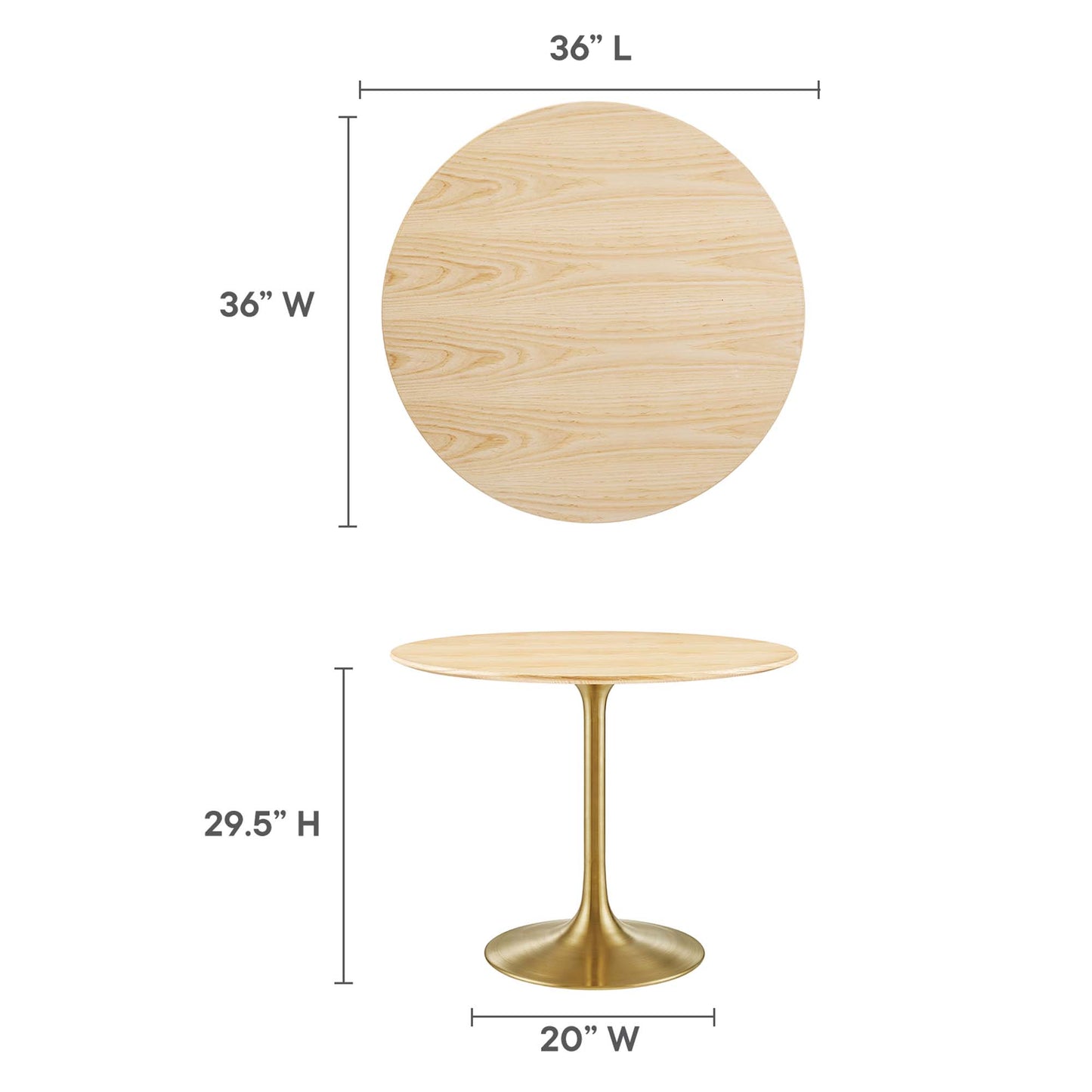 Lippa 36" Round Wood Grain Dining Table