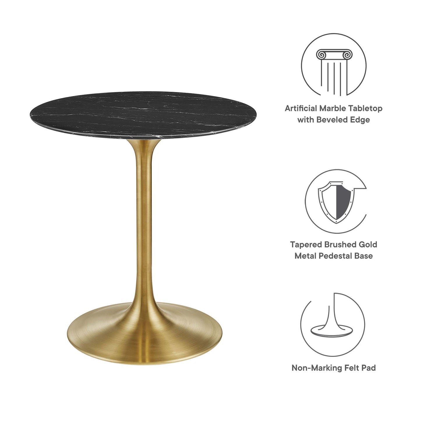 Lippa 28" Round Artificial Marble Dining Table