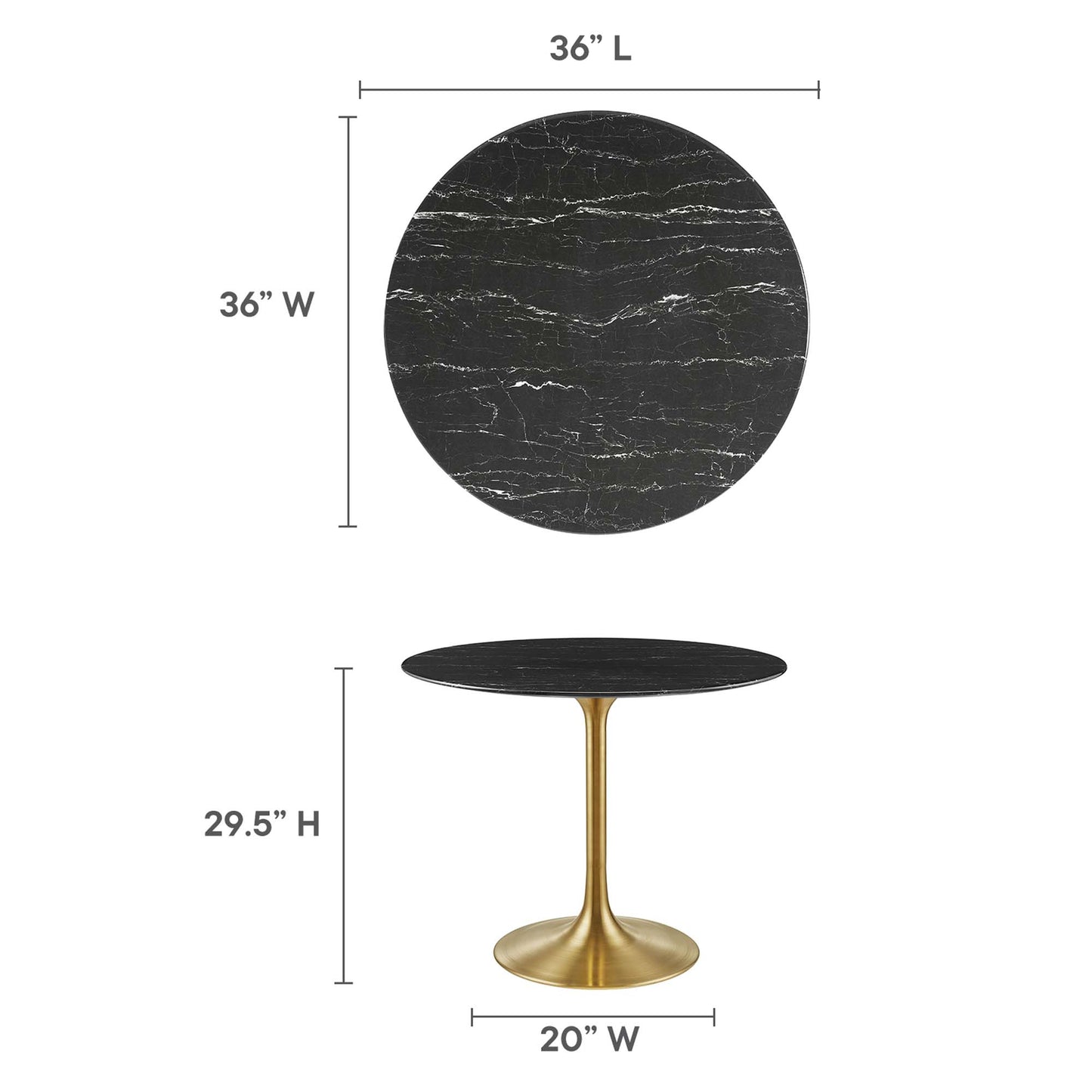 Lippa 36" Round Artificial Marble Dining Table