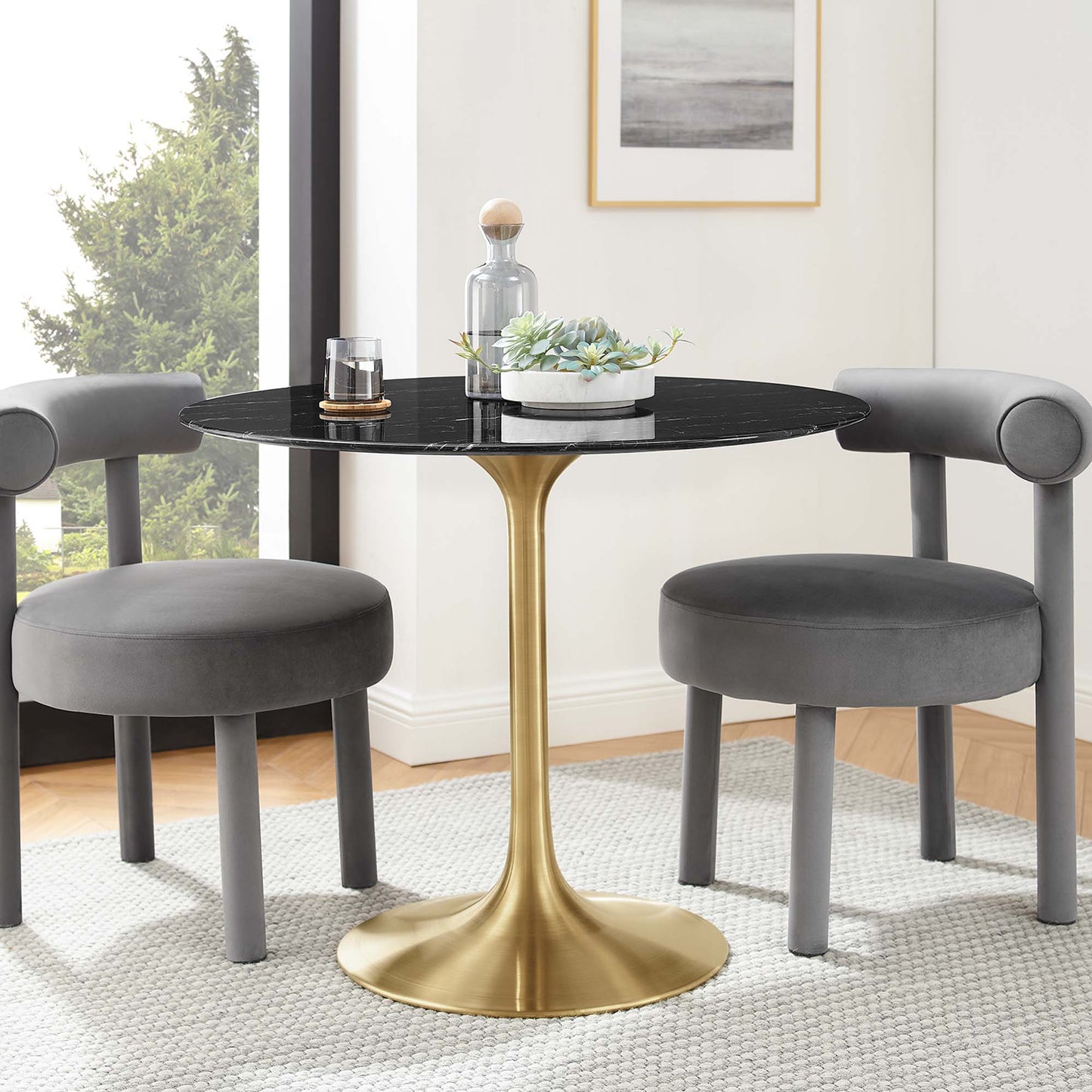 Lippa 36" Round Artificial Marble Dining Table