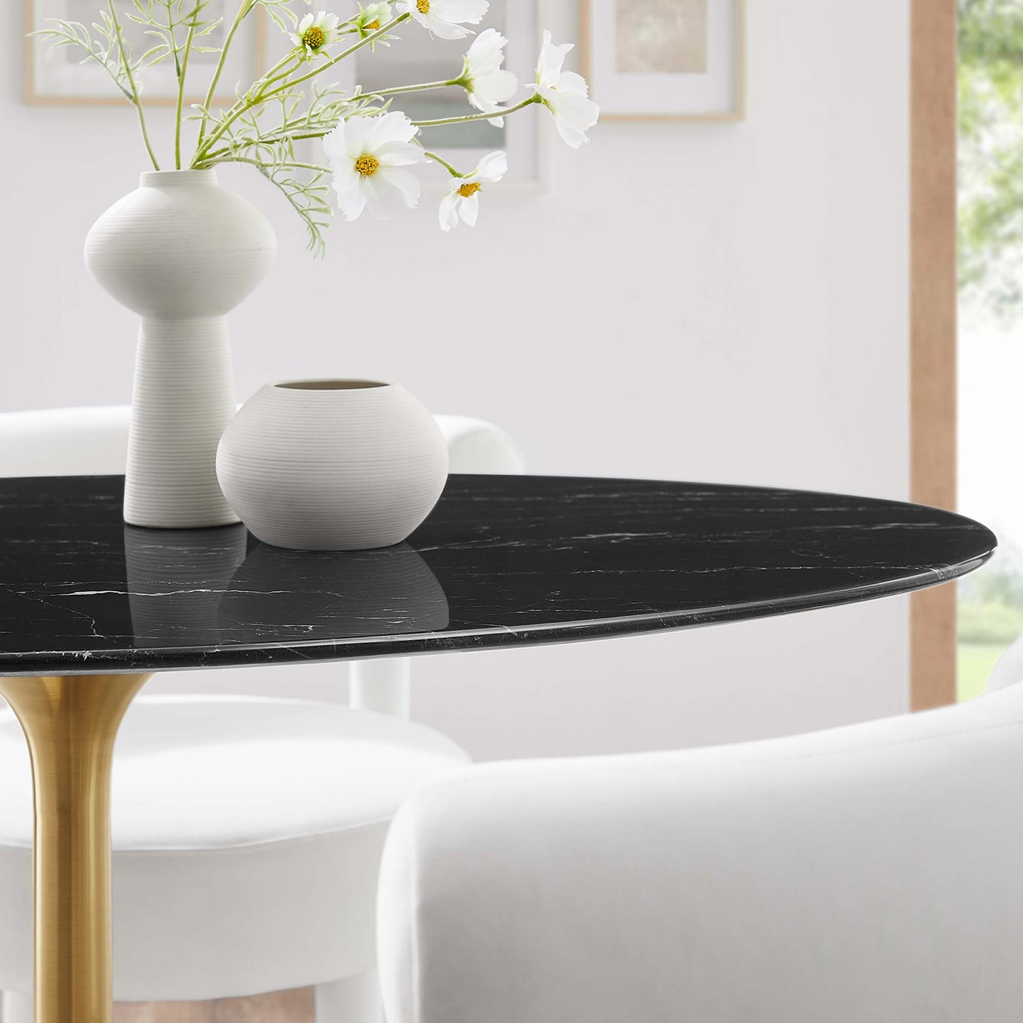 Lippa 48" Oval Artificial Marble Dining Table