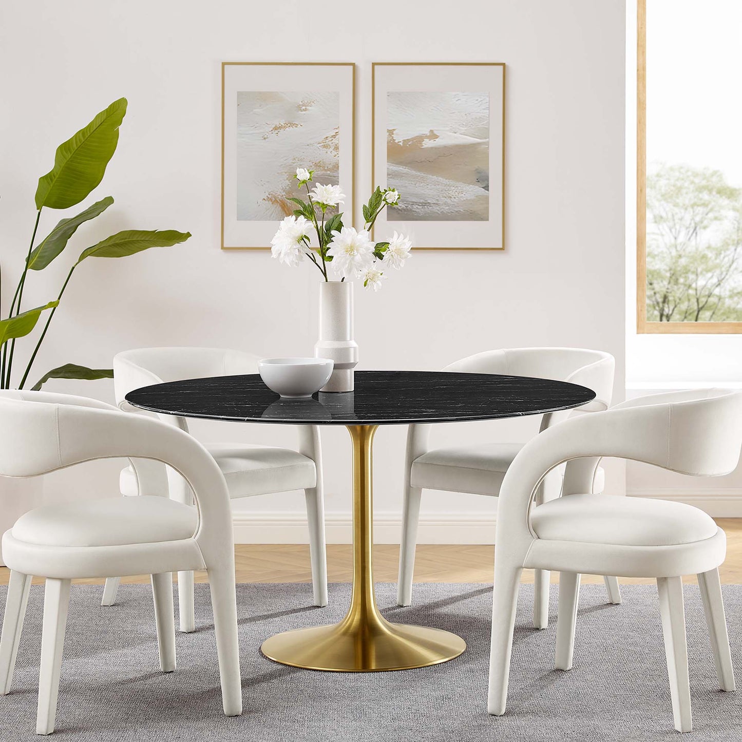 Lippa 54" Round Artificial Marble Dining Table