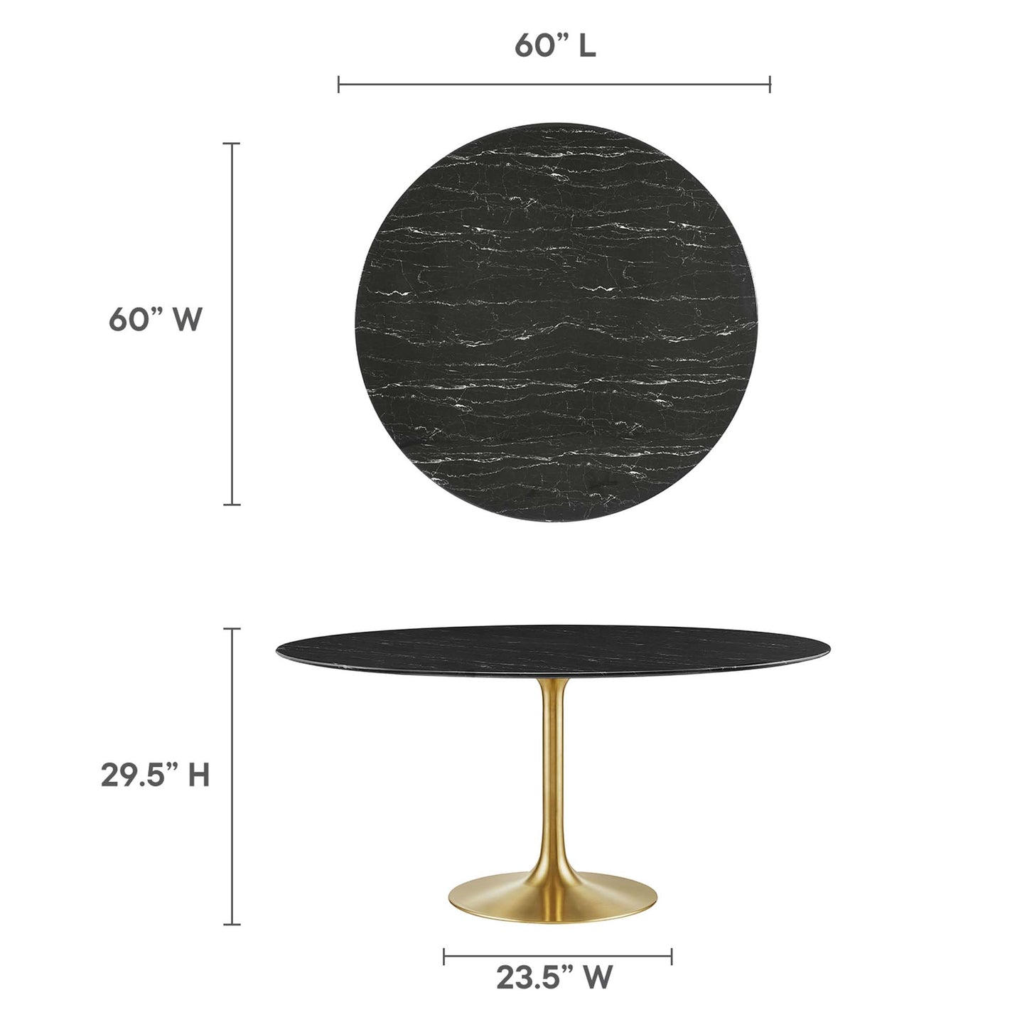 Lippa 60" Round Artificial Marble Dining Table