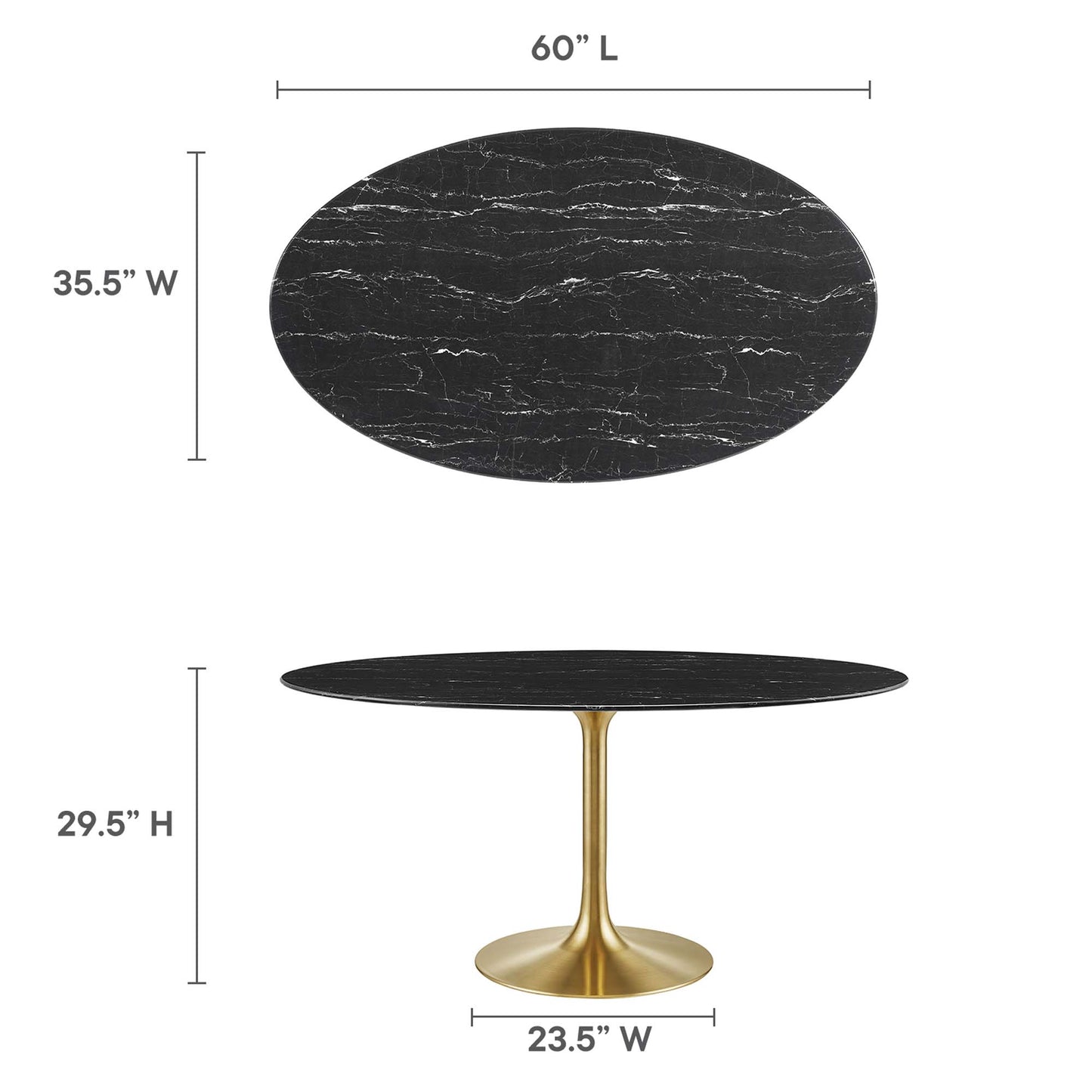 Lippa 60" Oval Artificial Marble Dining Table