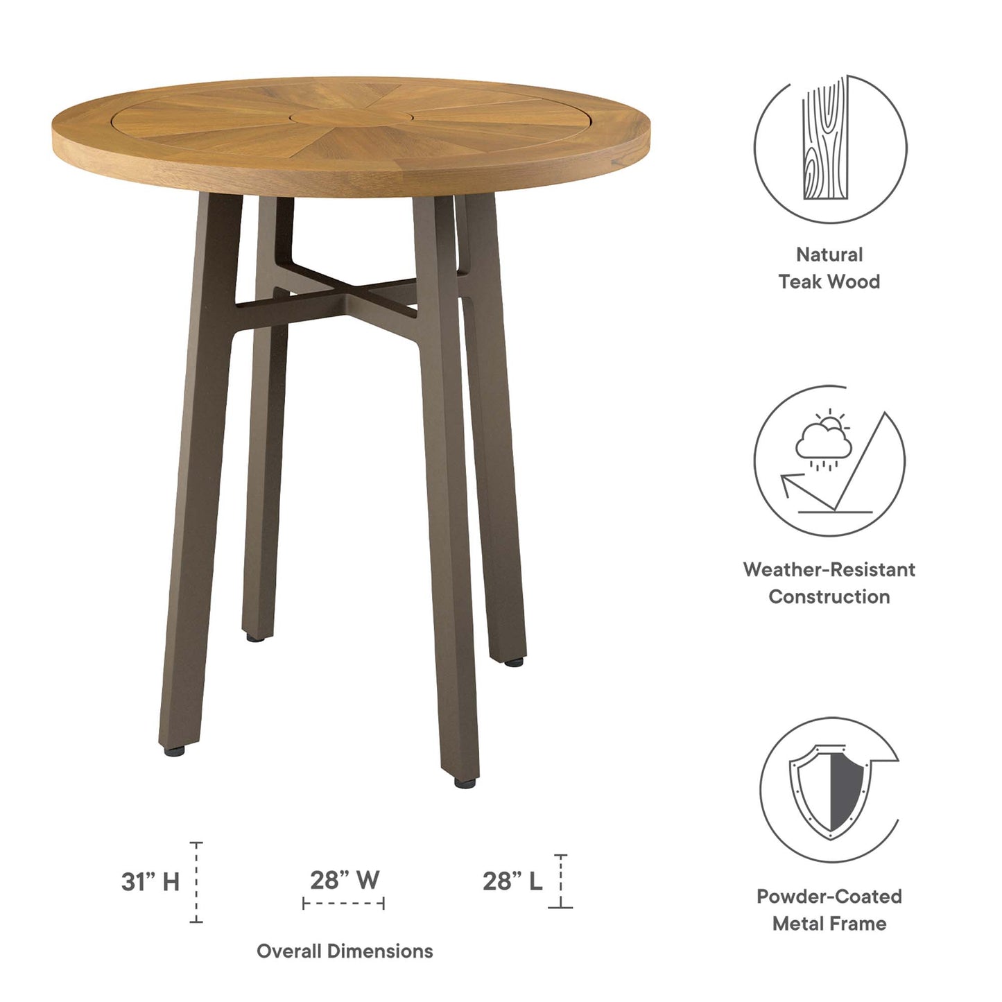 Meadow Outdoor Patio Teak Wood Dining Table