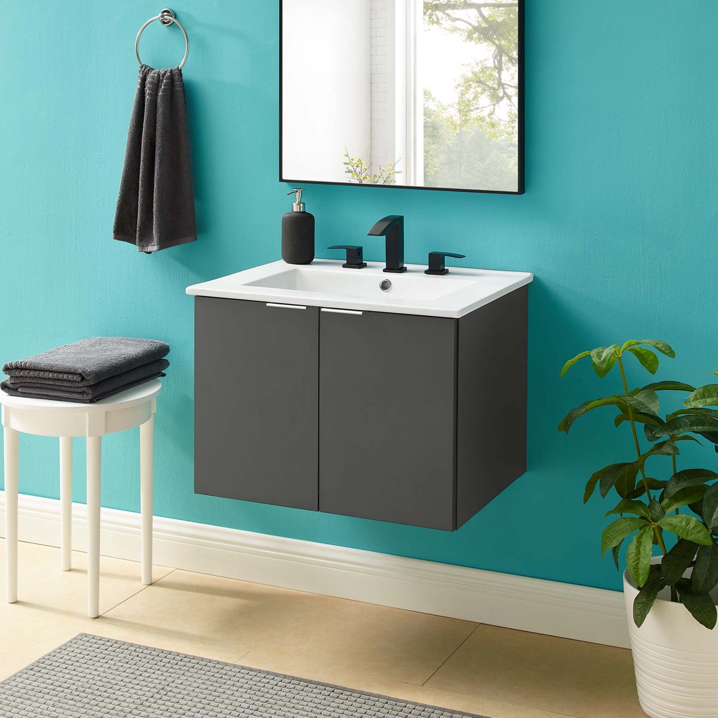 Tocador de baño de 24" de montaje en pared Maybelle de Modway