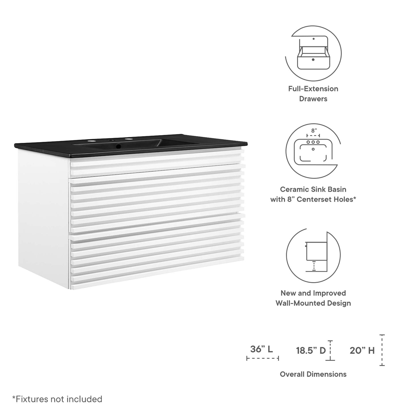 Render 36" Wall-Mount Bathroom Vanity