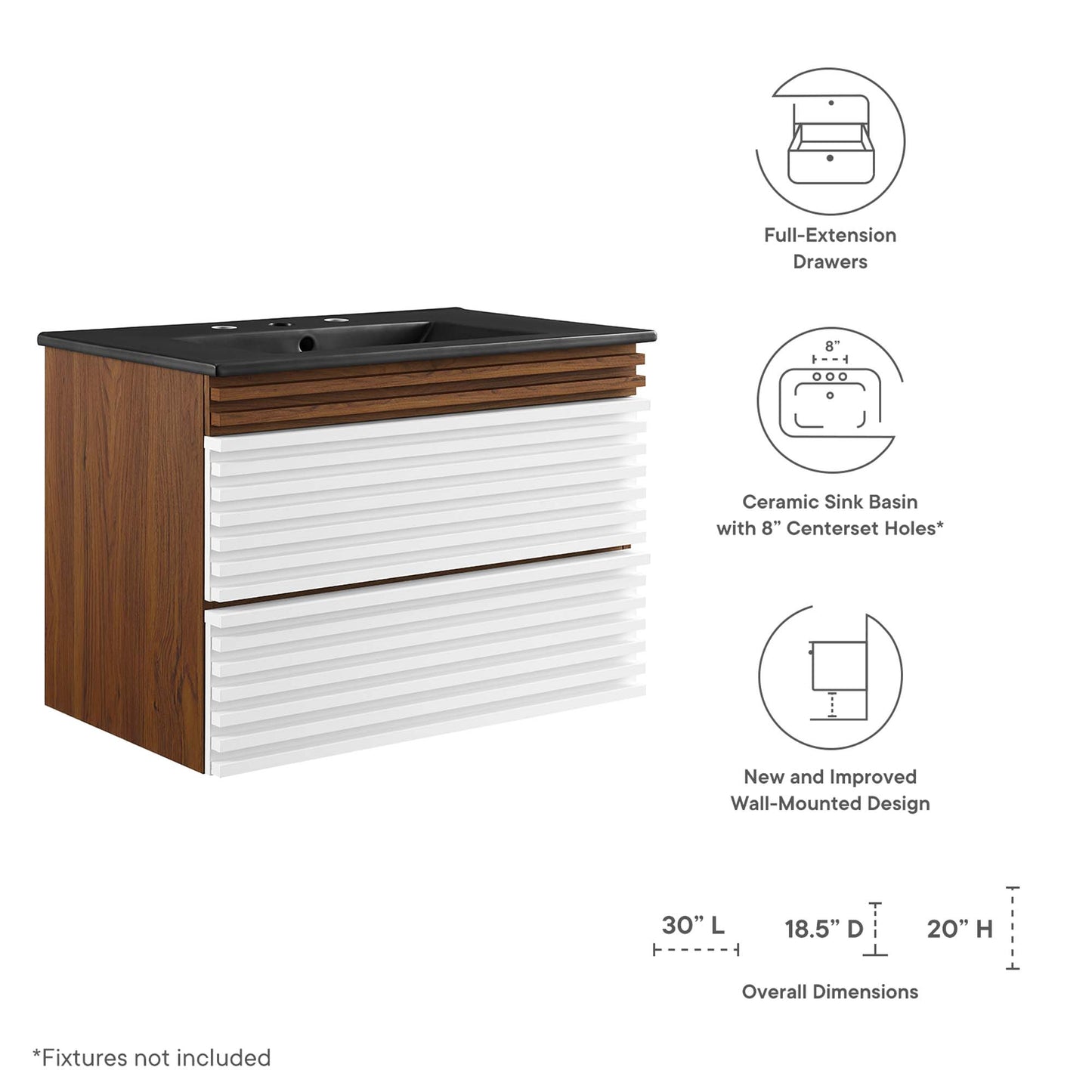 Render 30" Wall-Mount Bathroom Vanity