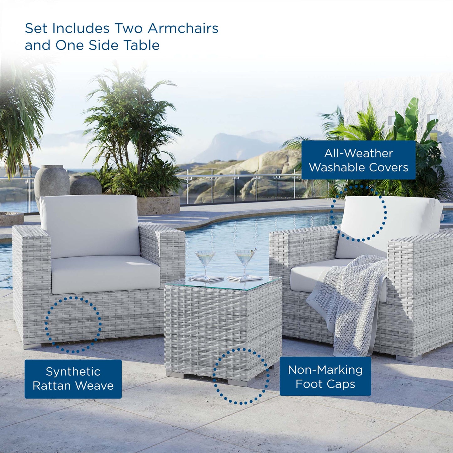 Convene 3-Piece Outdoor Patio Set