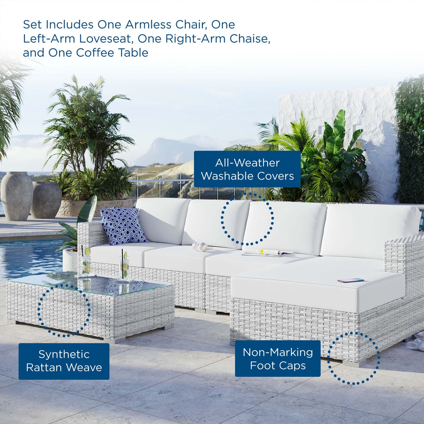 Convene 4-Piece Outdoor Patio Sectional Set