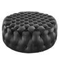 Amour Tufted Button Large Round Performance Velvet Ottoman